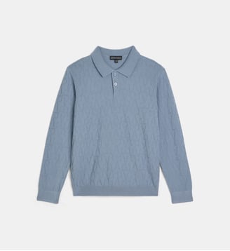 Pull polo monogrammé - Emporio Armani Junior - Bleu moyen