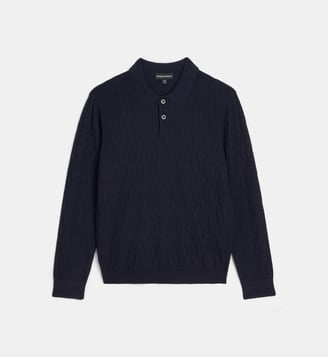 Pull polo monogrammé - Emporio Armani Junior - Bleu marine