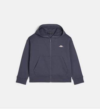 Sweat-shirt à capuche zippé - Emporio Armani Junior - Bleu marine