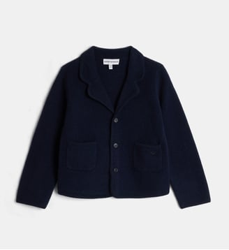 Blazer en maille de laine vierge - Emporio Armani Junior - Bleu marine