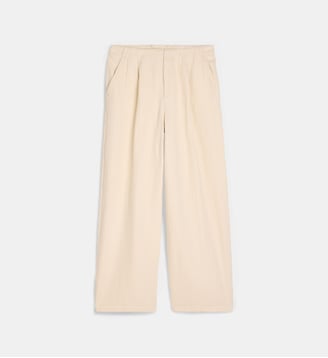 Pantalon large en coton - Emporio Armani Junior - Ecru