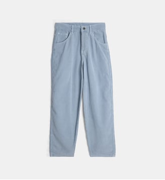 Pantalon droit en velours de coton - Emporio Armani Junior - Bleu clair