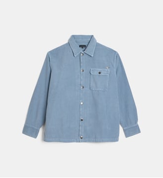 Surchemise en velours de coton - Emporio Armani Junior - Bleu clair