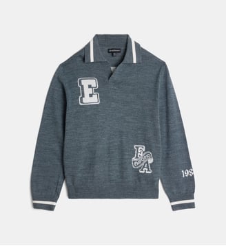 Pull polo Back To School - Emporio Armani Junior - Gris et blanc