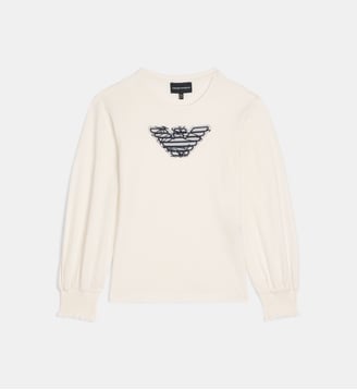 T-shirt logo dentelle - Emporio Armani Junior - Off white