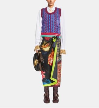Jupe longue portefeuille en soie - Dries Van Noten - Multicolore