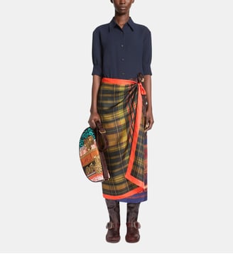 Jupe longue portefeuille en soie - Dries Van Noten - Marron
