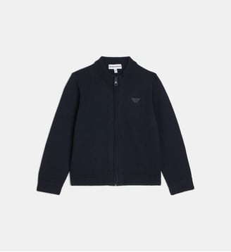 Gilet cargo zippé à col montant - Emporio Armani Junior - Bleu marine
