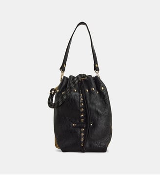 Sac seau Beco stud en cuir et son carnet emblématique - Craie Studio - Noir