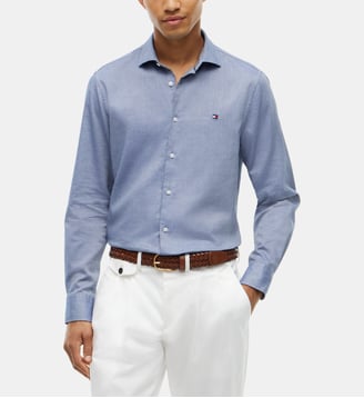 Chemise droite coton oxford - Tommy Hilfiger - Bleu