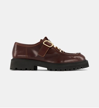 Mocassins Dolores bi matière cuir et poils ras - Maison Toufet - Whisky