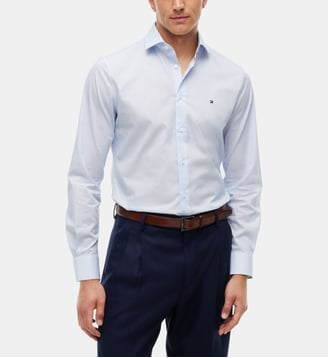 Chemise droite micro motif - Tommy Hilfiger - Bleu clair