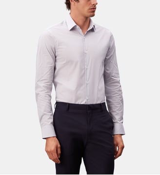 Chemise slim coton stretch micro motif - Calvin Klein - Blanc