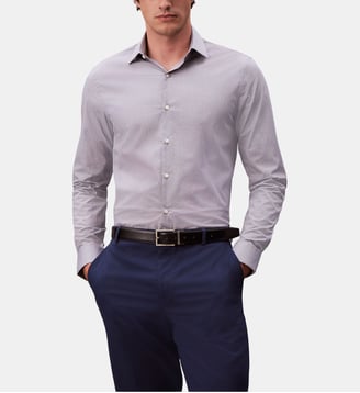 Chemise slim en popeline stretch micro pois - Calvin Klein - Bleu foncé