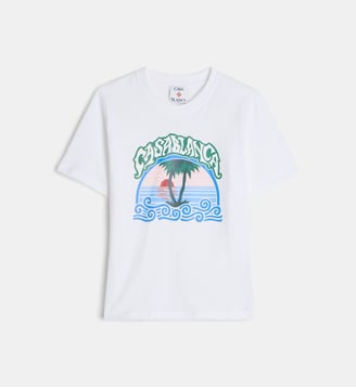 T-shirt palmiers en coton bio - Casablanca - Blanc