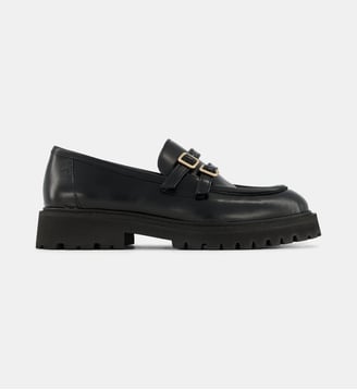 Mocassins à double bride Lila cuir - Maison Toufet - Noir