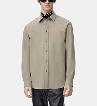 Chemise droite en laine et coton - Loewe - Beige