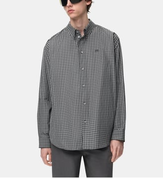 Chemise droite à carreaux signature - Loewe - Noir et blanc