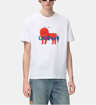 T-shirt droit signature en coton - Loewe - White