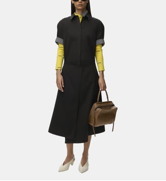 Robe droite mi-longue en coton mélangé - Loewe - Noir