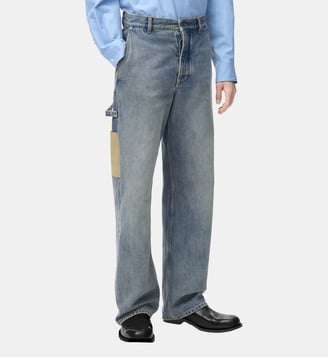 Jean droit en denim signature - Loewe - Bleu délavé