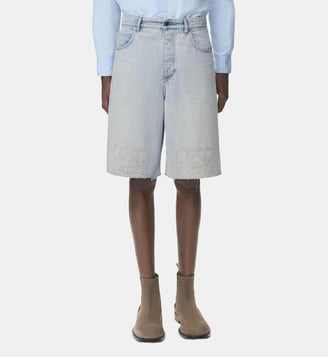 Short large en denim singature - Loewe - Bleu clair