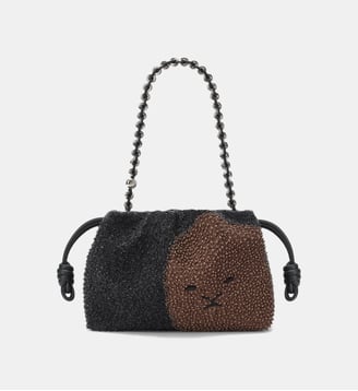 Sac pochette Flamenco Anniv Beads M - Loewe - Noir et marron