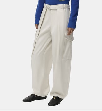 Pantalon cargo droit en coton mélangé - Loewe - Ivory