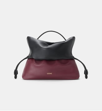 Sac à main Flamenco Rolled en cuir signature - Loewe - Noir et bordeaux