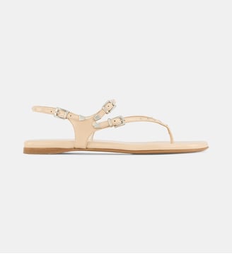 Sandales plates Susan studs cuir - Chloé - Beige nude