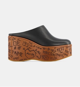 Mules compensées Maxime cuir - Chloé - Noir
