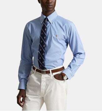 Chemise en grain Oxford - Polo Ralph Lauren - Bleu ciel et blanc