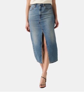 Jupe fendue longue en coton - Levi's - Bleu