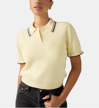 Pull droit en coton mélangé manches courtes - Levi's - Jaune clair