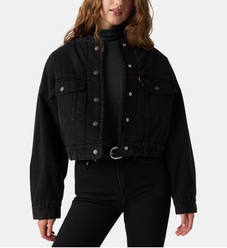 Veste courte ample coton denim sherpa - Levi's - Noir