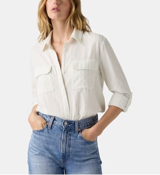 Chemise droite coton rayures ton sur ton - Levi's - Blanc