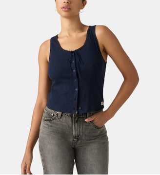 Débardeur ajusté boutonné coton stretch - Levi's - Bleu marine