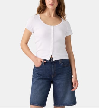 T-shirt ajusté coton stretch côtelé - Levi's - Blanc