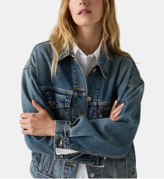 Veste 90'S courte droite coton denim délavé - Levi's - Bleu clair