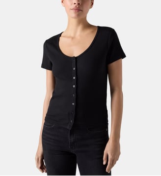 T-shirt ajusté coton stretch côtelé - Levi's - Noir