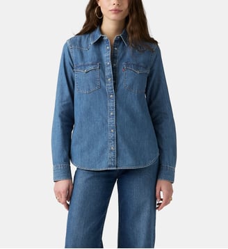 Chemise western droite coton denim - Levi's - Bleu