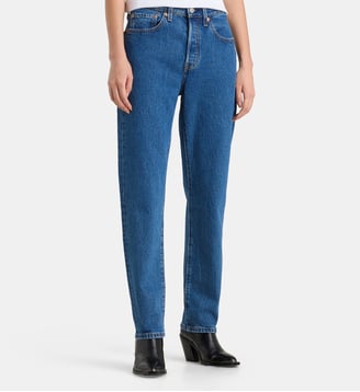 Jean 501 crop coton denim stretch - Levi's - Bleu denim