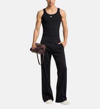 Débardeur côtelé griffé - Courrèges - Black