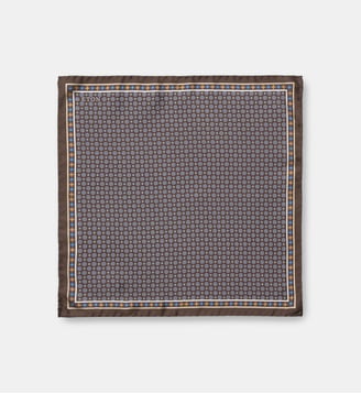 Pochette de costume en twill de soie - Eton - Marron