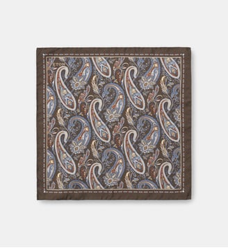 Pochette de costume en soie - Eton - Marron