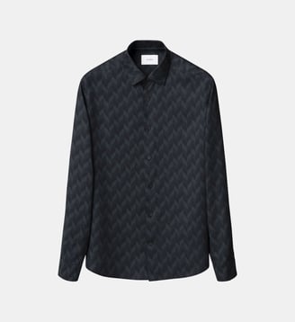 Chemise en lyocell à manches longues - Eton - Bleu marine