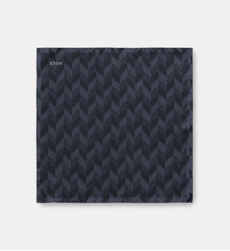 Pochette de costume en twill de soie - Eton - Noir et gris foncé