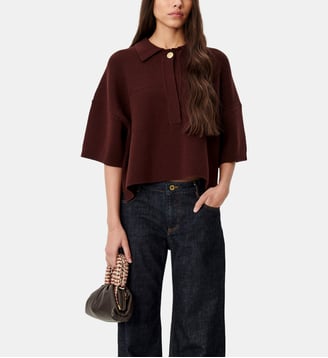 Pull à manches courte Rigel en coton et laine - Sessùn - Marron
