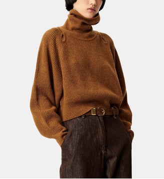 Pull droit Yinga en laine mélangée col roulé - Sessùn - Bronze