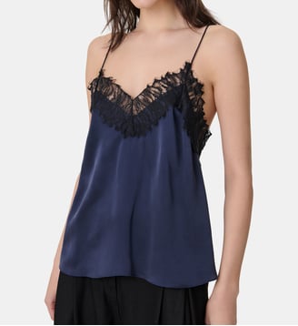 Caraco Newin en soie et dentelle - Iro - Ink blue